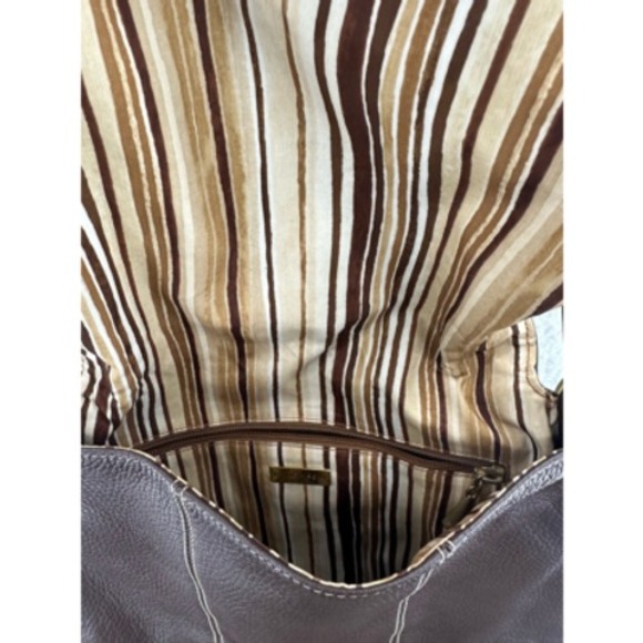 PLINIO VISONA Brown Leather Shoulder Bag Made in Italy Authentic Designer - Picture 5 of 9